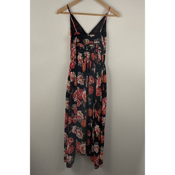 ASTR The Label Womens Small Marissa Midi Dress In Black Multi Floral - Picture 4 of 6